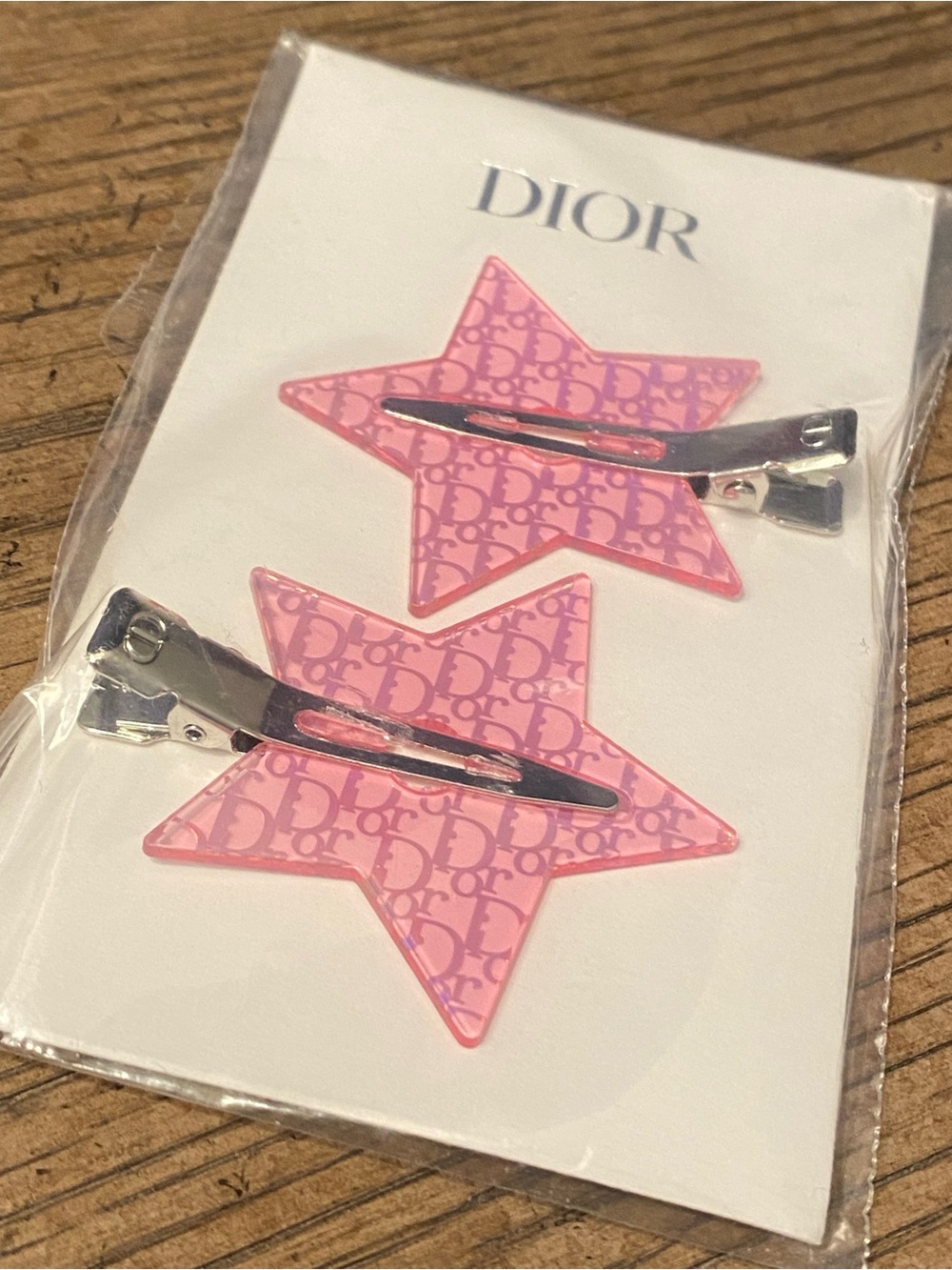 Dior Kids Pink Star Hair Clips — Set of 2